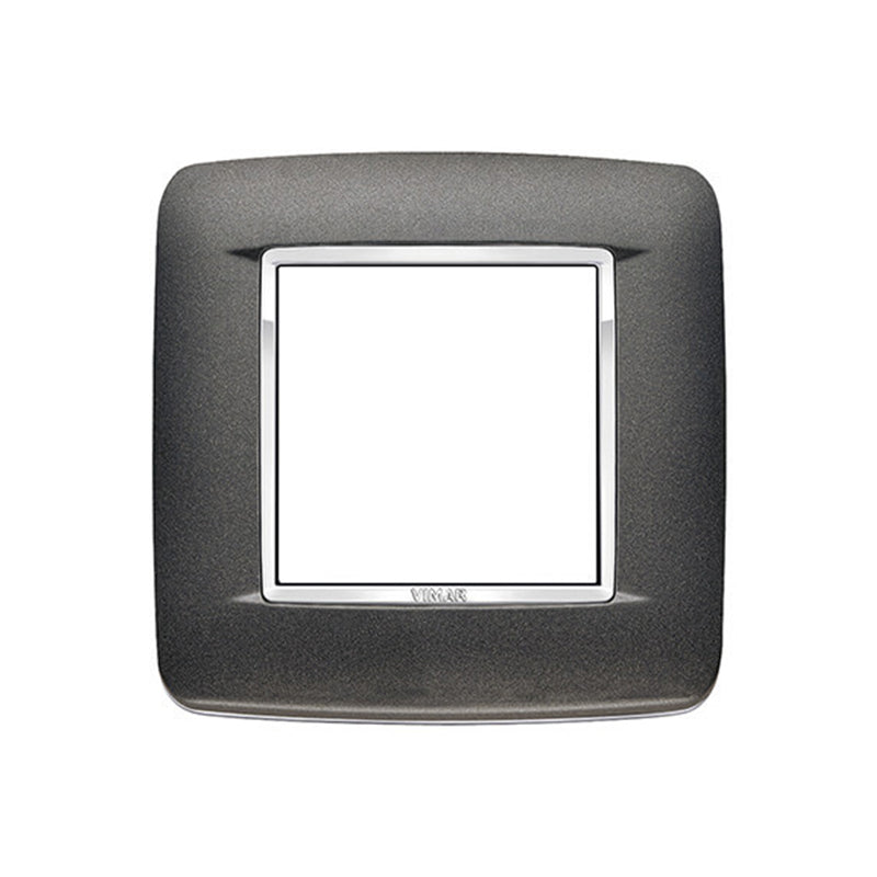 Eikon-Chrome Round Cover Plate, Bright Matte Anthracite, 2 Module
