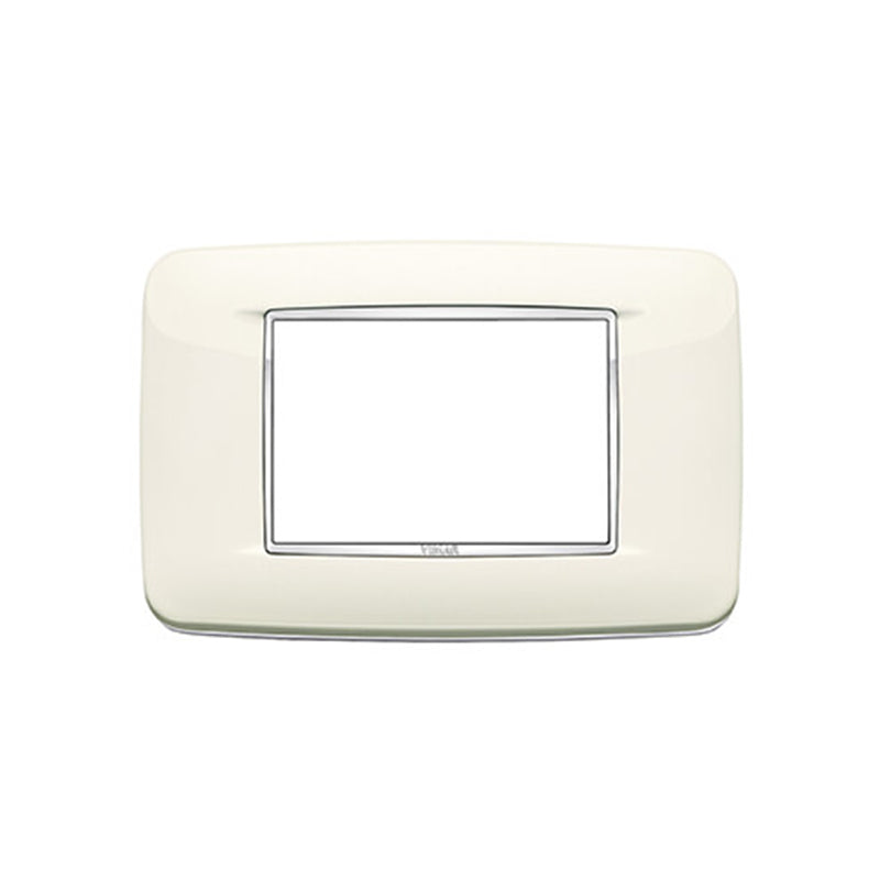 Eikon-Chrome Round Cover Plate, Bright Arctic White, Die-Cast Metal, 3 Module