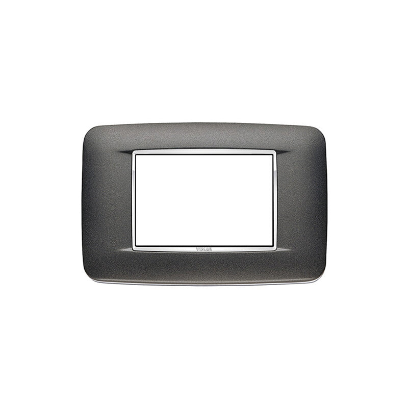 Eikon-Chrome Round Cover Plate, Matte Anthracite Chrome Inner Frame, Die-Cast Metal, 3 Module