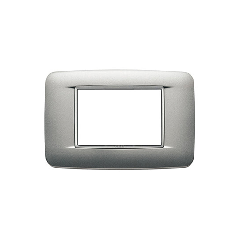 Eikon Total Look Round Cover Plate, Matte Silver Die-Cast Metal, 3 Module