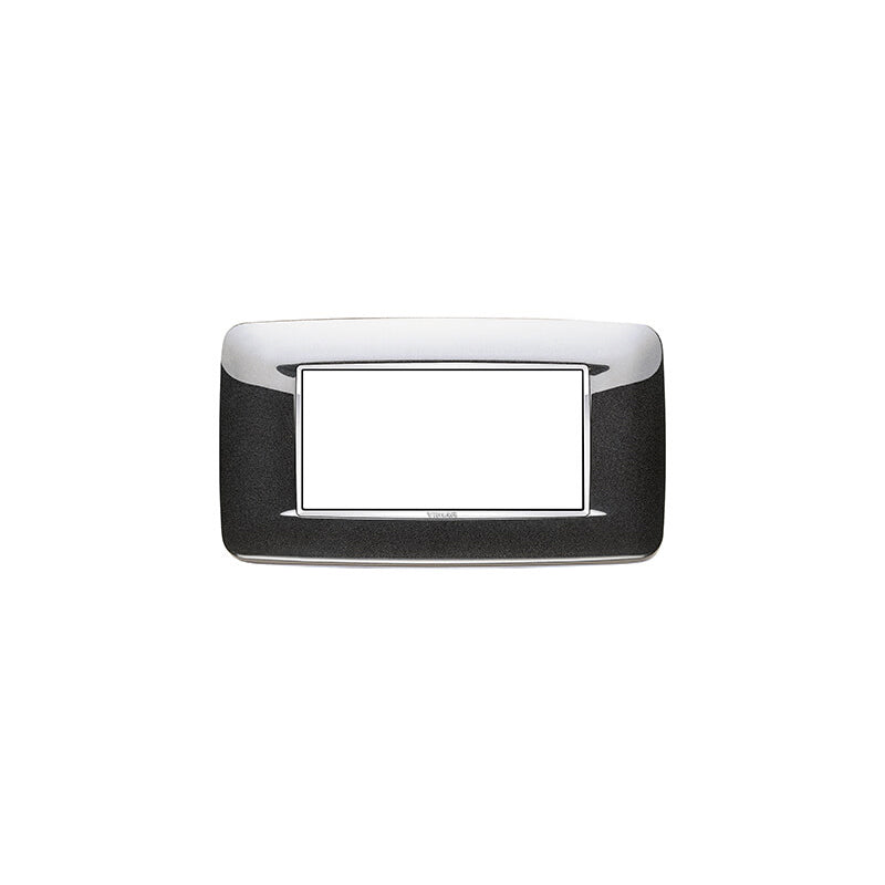 Eikon-Chrome Round Cover Plate, Anthracite Chrome Inner Frame, Die-Cast Metal, 4 Module