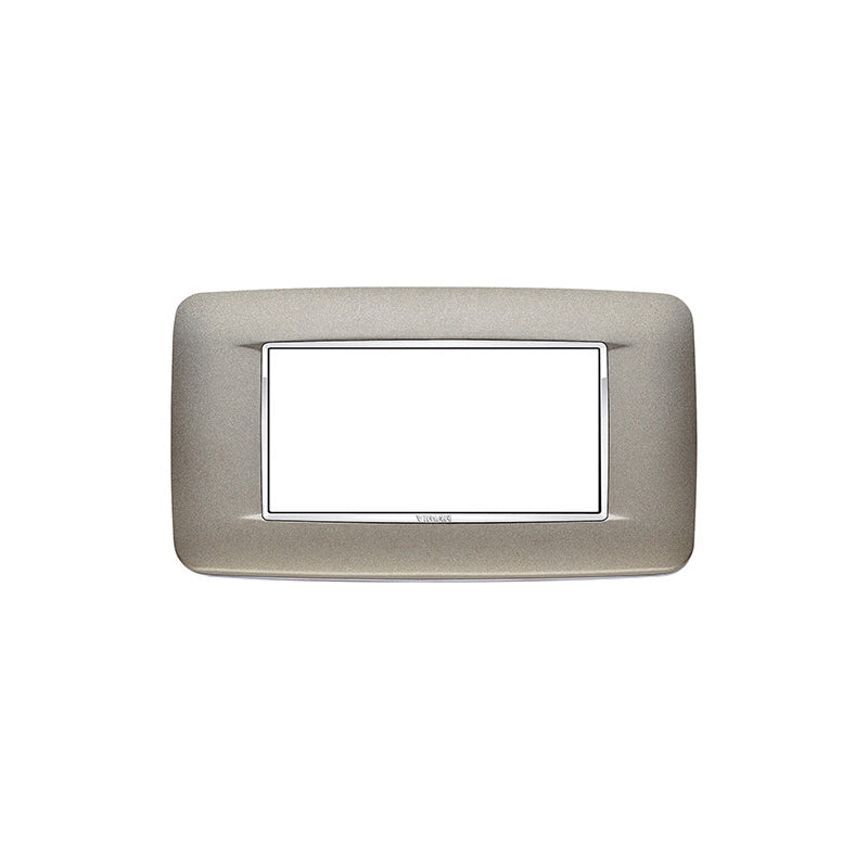 Eikon-Chrome Round Cover Plate, Matte Titanium Chrome Inner Frame, Die-Cast Metal, 4 Module