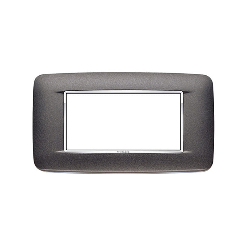Eikon-Chrome Round Cover Plate, Bright Matte Anthracite, Die-Cast, Chrome Inner Frame, 4 Module