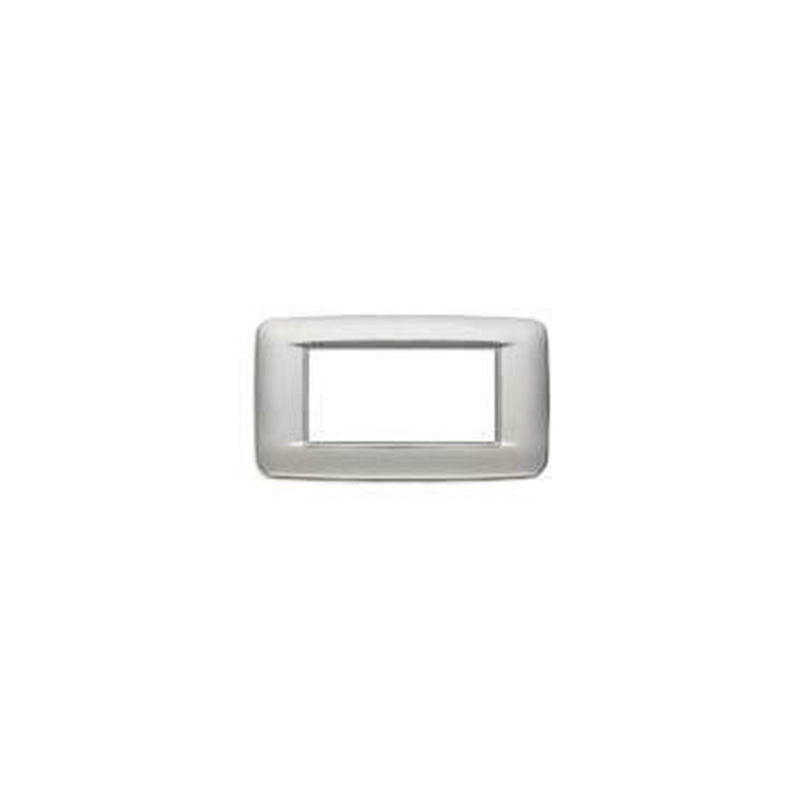 Eikon-Chrome Round Cover Plate, Matte Silver Next Inner Frame, Die-Cast Metal, 4 Module