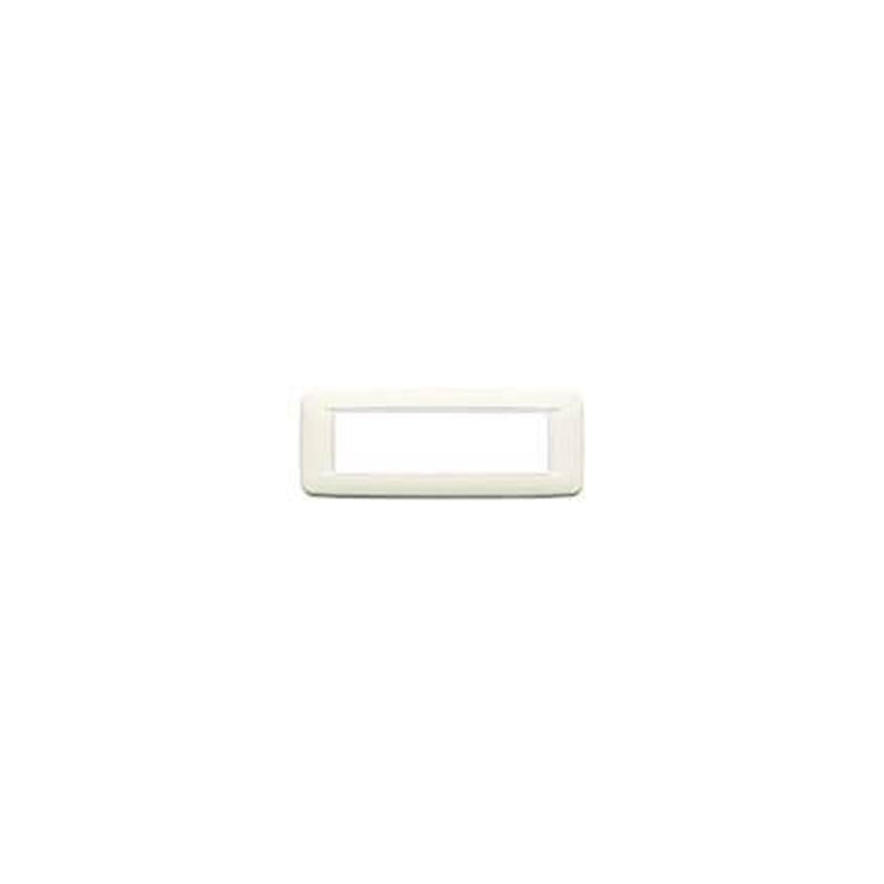 Eikon-Total Look Round Cover Plate, Arctic White White Inner Frame, Die-Cast Metal, 7 Module