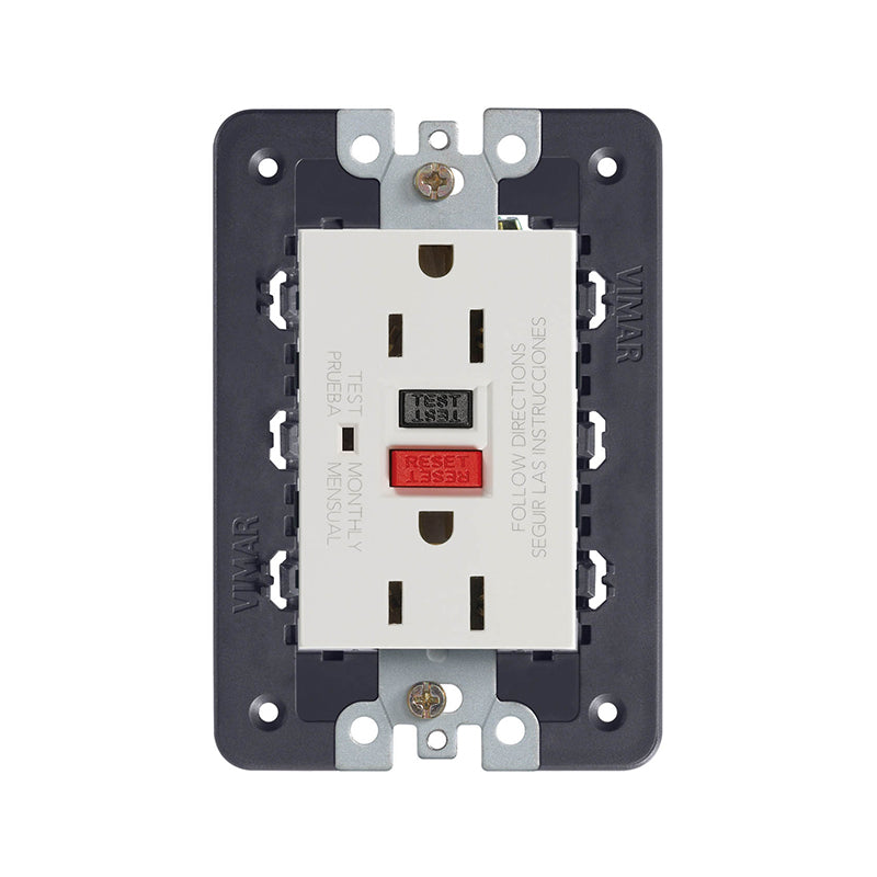 Eikon Outlet, USA Duplex, GFCI, 2P+E 15A/125V Next (Silver), 3 Module