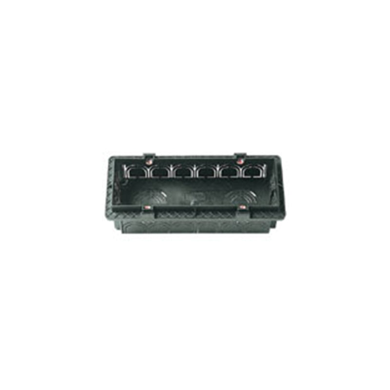 6-Module Flush Mounting Box for Masonry Walls Black