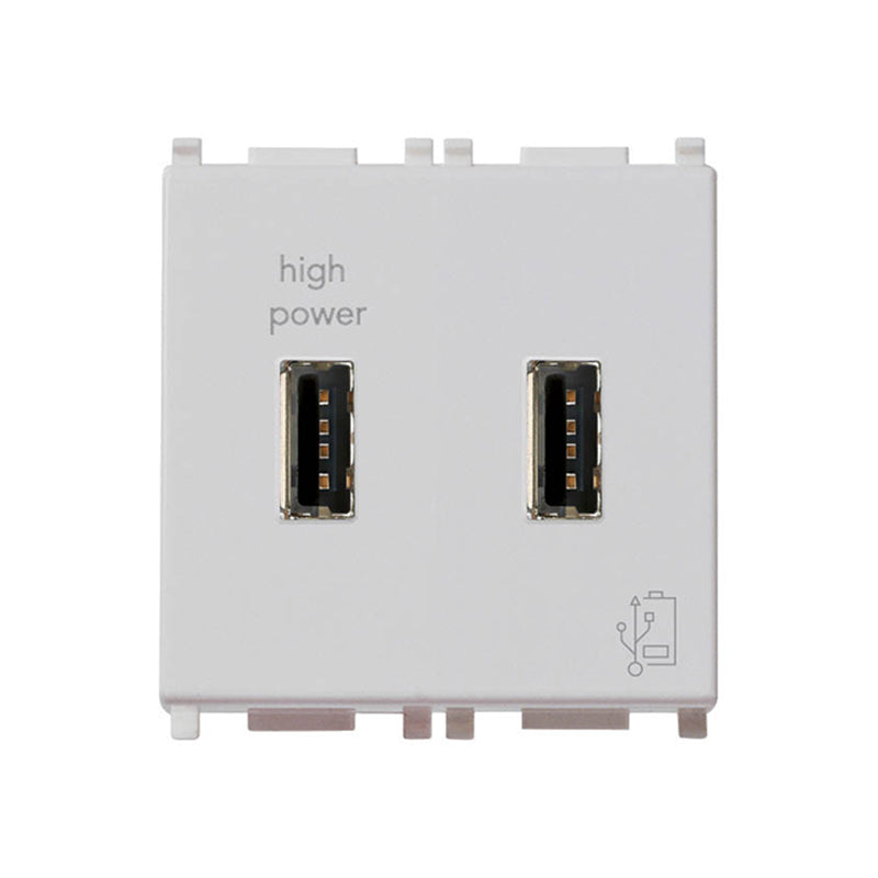 Power Supply: 2 x USB, 2.1A 120/230VAC-5V built-in, 2M, Silver, Plana