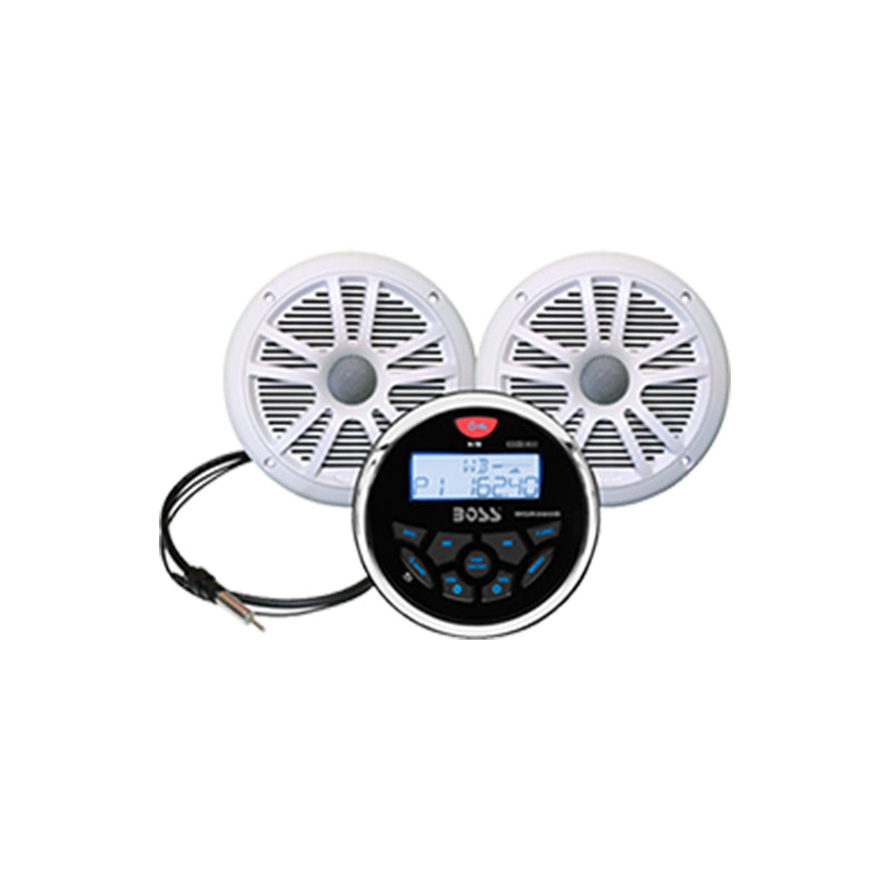 Stereo Pack, Round, w/6.5" Wht Spkrs+Ant