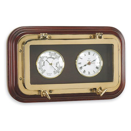 Opening porthole with barometer and clock