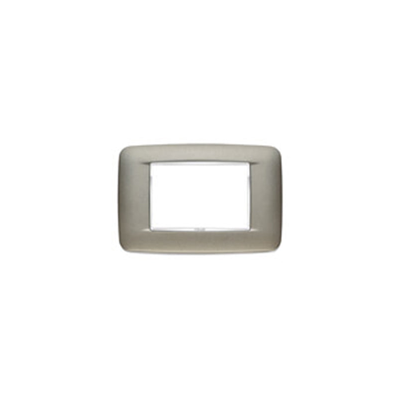Eikon-Chrome Round Cover Plate, Matte Titanium Chrome Inner Frame, Die-Cast Metal, 3 Module
