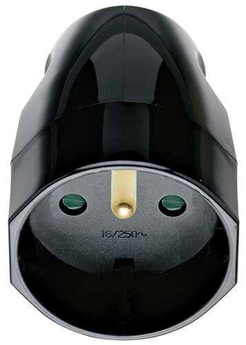 2P+E 16A French axial outlet black