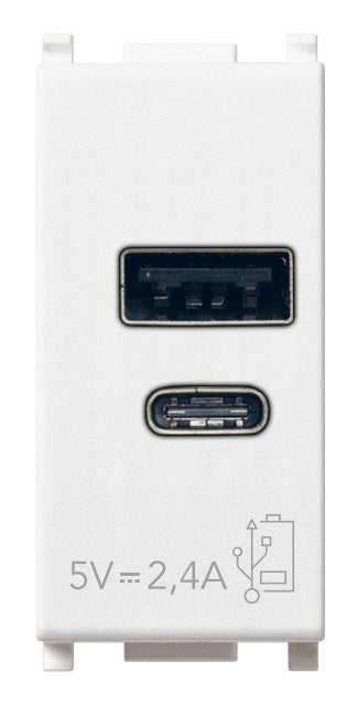 A+C-USB supply unit 5V 2,4A 1M white