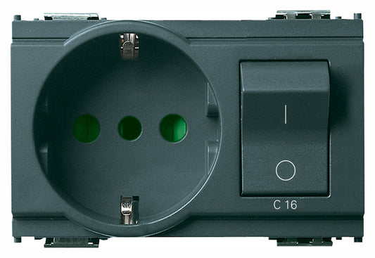 2P+E 16A P30 outlet+C16 CB grey