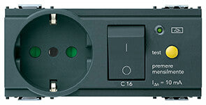 2P+E 16A P30 outlet+C16 RCBO grey
