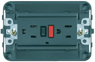 Two 2P+E 15A outlets USA+GFCI grey