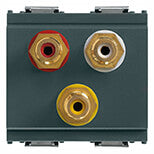 Socket with 3 RCA connectors grey