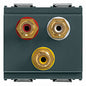 Socket with 3 RCA connectors grey