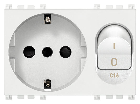 2P+E 16A P30 outlet +C16 CB white
