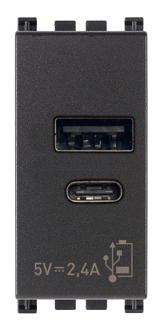 A+C-USB supply unit 5V 2,4A 1M grey