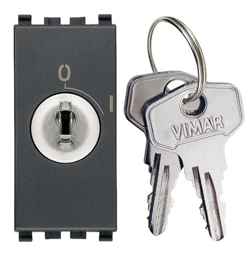 2P NO 16A push button +key grey