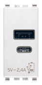 Eikon: A+C-USB Supply Unit, 5V, 2.4A, 1 Module, White