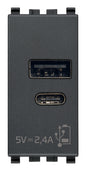 Eikon: A+C-USB Supply Unit, 5V, 2.4A, 1 Module, Grey