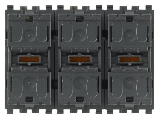 Three rocker push buttons