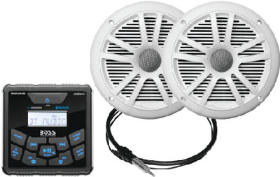 BLUETOOTH® IN-DASH MARINE GAUGE RECEIVER W/ 6-1/2" MARINE SPEAKERS (BOSS AUDIO)