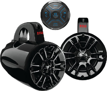 RECEIVER AND WAKETOWER/UTV/ ROLL BAR 4" SPEAKER SYSTEM PACKAGE (BOSS AUDIO)