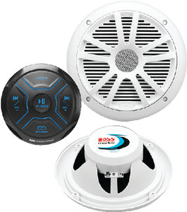 BLUETOOTH® GAUGE RECEIVER PACKAGE W/ 6.5" MARINE SPEAKERS (BOSS AUDIO)