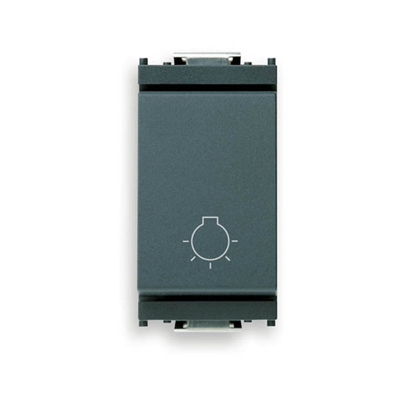 Idea 3-Way Switch, 1P/2T, 16 AX for PFC Loads 250V, Grey with Symbol 10 (Lightbulb)