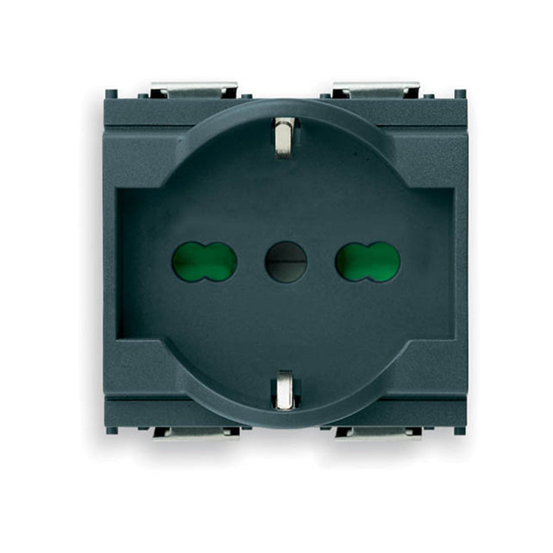 Idea Outlet, Italian/German, 2P+E, 16A/250V 2 Modules, SICURY, Grey