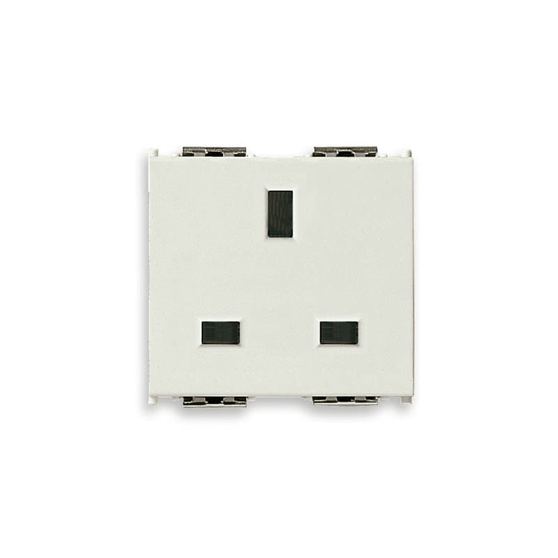 Idea Outlet, British, 2P+E, 13A/250V, 2 Modules SICURY, White