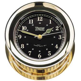 Atlantis Premiere Quartz Ship's Bell Clock, Black Dial