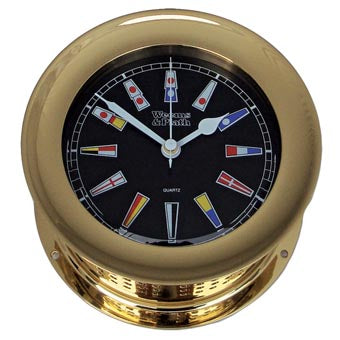 Atlantis Quartz Clock, Black Dial w/ Color Flags