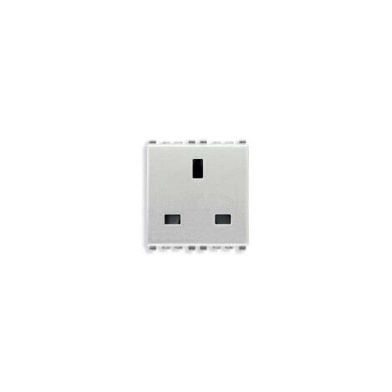 Eikon British Outlet, 2P+E, 13A-250V, SICURY 2 Module, Next (Silver)