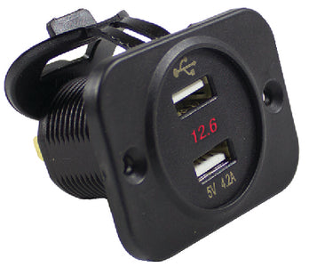 DUAL USB PORT W/5-30V DC VOLTAGE METER (BATTERY DOCTOR)