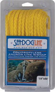 HOLLOW BRAID POLY-PRO ANCHOR LINE W/SNAP (SEADOG)