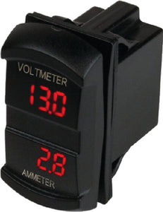 DUAL VOLT/AMP METER - ROCKER SWITCH STYLE (SEA-DOG)