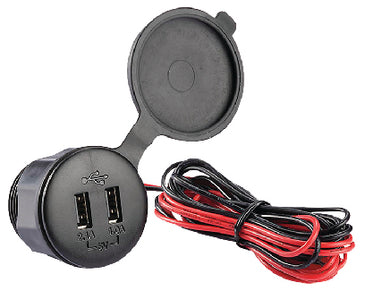 WATERPROOF DUAL-PORT USB CHARGER - PANEL MOUNT (SEACHOICE)