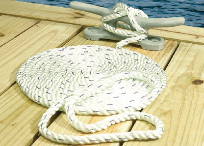 PREMIUM THREE STRAND TWISTED NYLON DOCK LINE WITH TRACER (SEACHOICE)