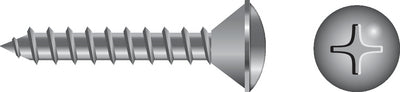 PHILLIPS TAPPING SCREW - OVAL HEAD - BLISTER PACK (SEACHOICE)