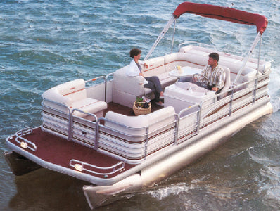PONTOON WITH PARTIALLY ENCLOSED DECK & BIMINI TOP (CARVER COVERS)