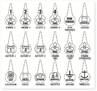 BATTERY SWITCH ICON LABEL KIT (BLUE SEA)