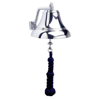 7" Chrome Bell w/Navy Monkey's Fist Lanyard