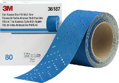 BLUE ABRASIVE HOOKIT™ SHEET ROLL, MULTI-HOLE (3M MARINE)