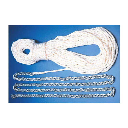 Rode: 420' x 1/2" Rope + 30' x 1/4" HT G4 Chain White 3-Strand Nylon Line
