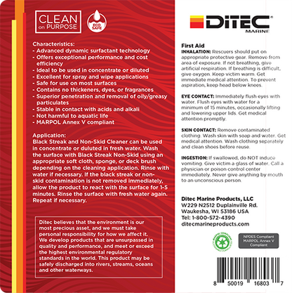 BLACK STREAK AND NON-SKID CLEANER - Removes Soot, Stains, Dirt and Other Contaminants