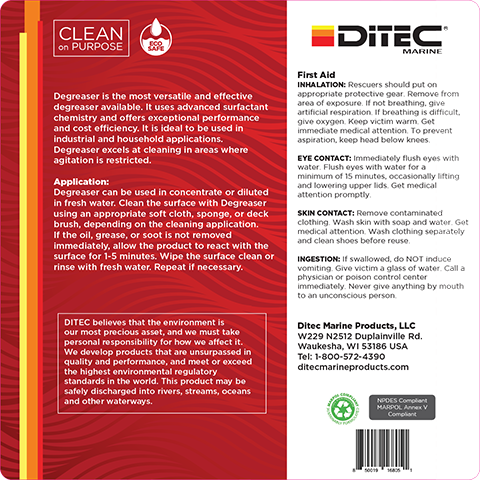 DEGREASER - Nontoxic Fumes Ideal for Close Quarters and Bilges